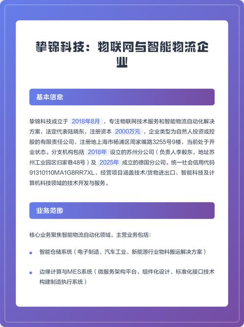 挚锦科技2018年8月成立,专注物联网技术服务与智能物流自动化解决方案